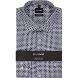 OLYMP - Luxor Comfort Fit - Overhemd - Marine Blauw Dessin - Strijkvrij - Boordmaat 48