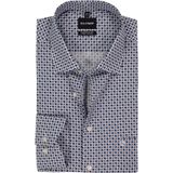 OLYMP - Luxor Comfort Fit - Overhemd - Marine Blauw Dessin - Strijkvrij - Boordmaat 48