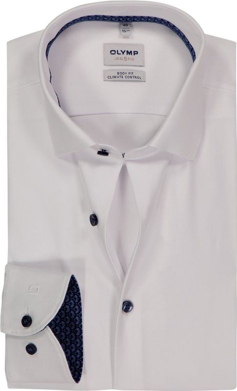 OLYMP - 24/7 Level 5 - Body Fit Overhemd - Wit - Strijkvriendelijk