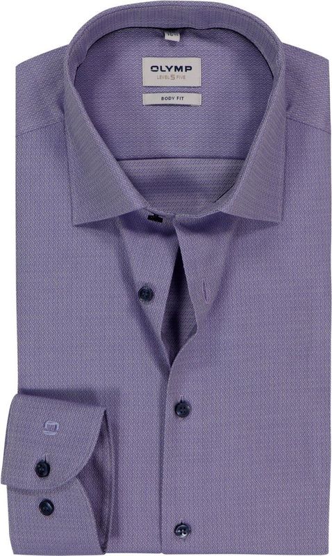 OLYMP - Level 5 - Overhemd - Paars - Mouwlengte 7 - Strijkvriendelijk