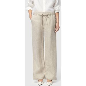MAC - Chiara - Broek - Beige - Linnen - Wijde Pijp