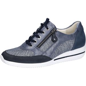 Waldläufer - Himona - Dames Veterschoen - Denim Blauw - Leer en Suède