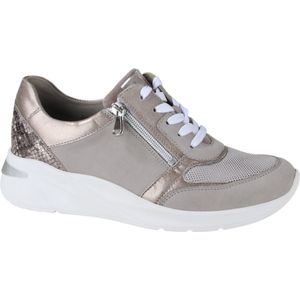 Waldläufer - Dilara - Sneakers - Taupe - Comfortabele Dames Veterschoen