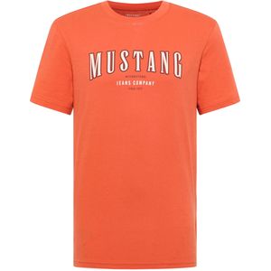 MUSTANG - Shirt - Burn Ochre - Korte Mouwen - Style Austin met Logoprint