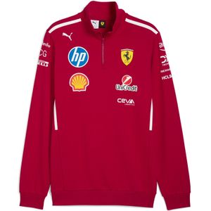 Ferrari - Teamline 1/2 Zip Trui - Lewis Hamilton - Charles LeClerc - Formule 1 - Rood - Katoen