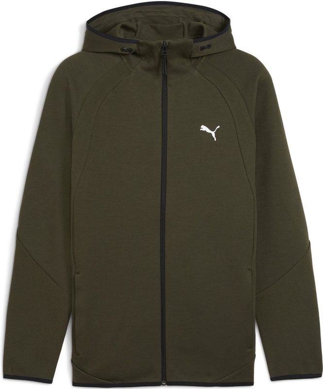 Puma - Evostripe - Sweatshirt - Zwart - DryCELL, Volledige Ritssluiting, Kangoeroezak