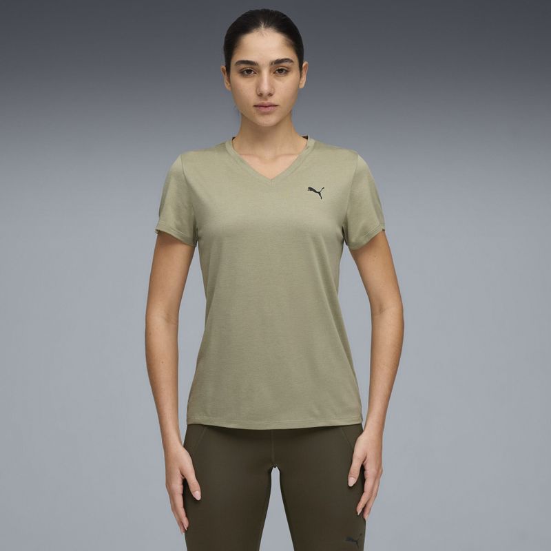 Puma - Tad Essential V-Neck T-Shirt - Groen - Dames