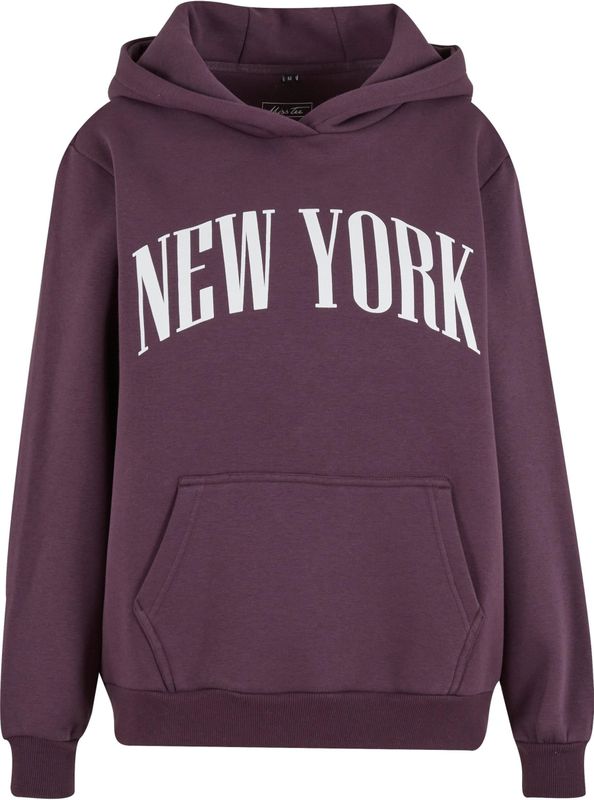 Miss Tee Sweatshirt 'New York'  aubergine / wit