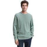 Gebreide Trui - Dark Smoke Green Melange - Ronde Hals - Lange Mouwen