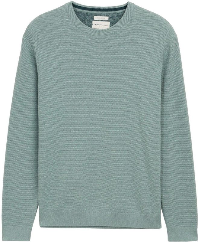 Gebreide Trui - Dark Smoke Green Melange - Ronde Hals - Lange Mouwen