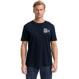 TOM TAILOR - Shirt - Blauw/Wit - Normale Pasvorm - Kwartmouw