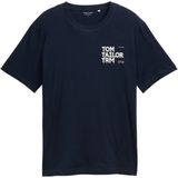 TOM TAILOR - Shirt - Blauw/Wit - Normale Pasvorm - Kwartmouw