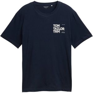 TOM TAILOR - Shirt - Blauw/Wit - Normale Pasvorm - Kwartmouw