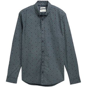 Tom Tailor - Lange Mouw Overhemd - Blauw - Katoen - Fitted Fit
