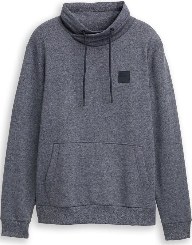 TOM TAILOR - Sweatshirt - Grijs - Losse Pasvorm - Opstaande Kraag