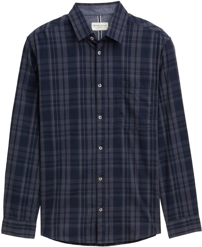 TOM TAILOR - Overhemd - Navy - Geruit - Lange Mouw