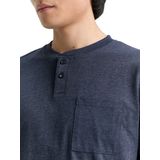 TOM TAILOR - Shirt - Donkerblauw - Kwartmouw - Normale Pasvorm