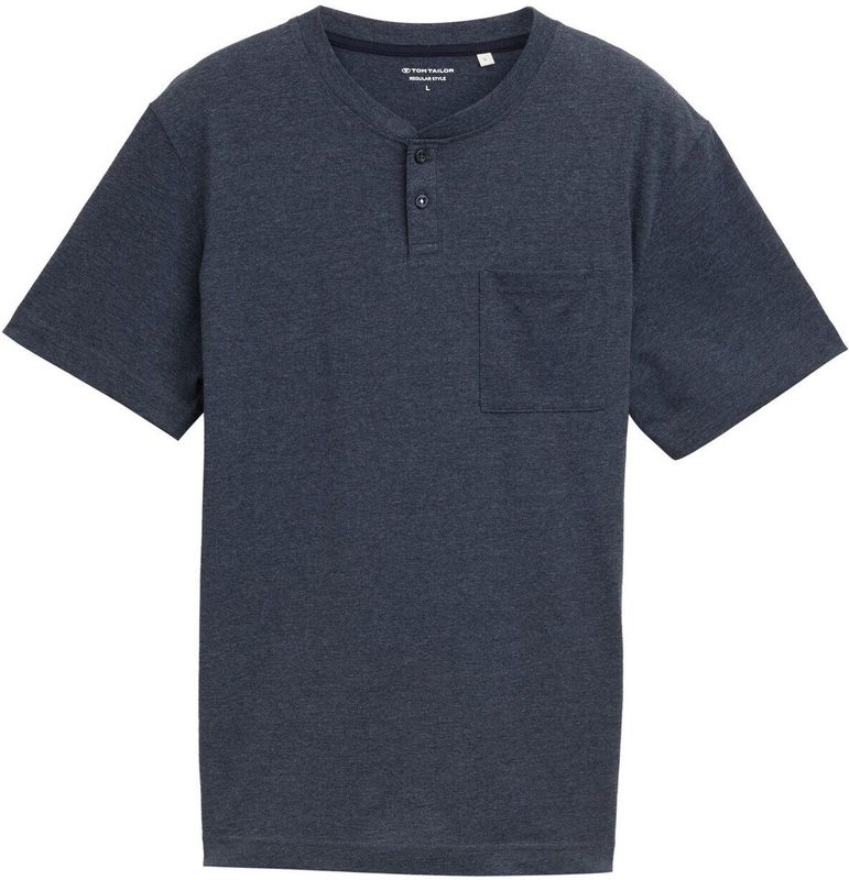 TOM TAILOR - Shirt - Donkerblauw - Kwartmouw - Normale Pasvorm