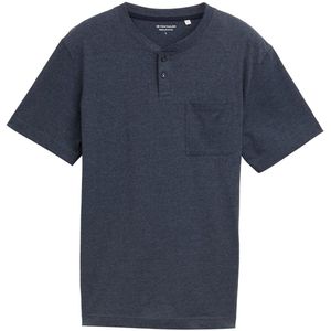 TOM TAILOR - Shirt - Donkerblauw - Kwartmouw - Normale Pasvorm