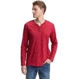 TOM TAILOR - Shirt - Rood Gemêleerd - Lange Mouw - Henley Hals