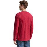 TOM TAILOR - Shirt - Rood Gemêleerd - Lange Mouw - Henley Hals
