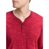 TOM TAILOR - Shirt - Rood Gemêleerd - Lange Mouw - Henley Hals