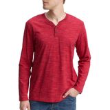 TOM TAILOR - Shirt - Rood Gemêleerd - Lange Mouw - Henley Hals