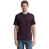 TOM TAILOR - Shirt - Navy/Rood - Recht Model - Kwartmouw