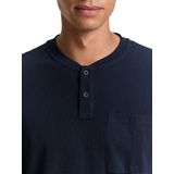 TOM TAILOR - Shirt - Donkerblauw - Lange Mouw - Henley Hals