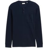 TOM TAILOR - Shirt - Donkerblauw - Lange Mouw - Henley Hals