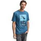 TOM TAILOR - Shirt - Blauw - Jersey - Ronde Hals - Kwartmouw