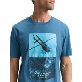 TOM TAILOR - Shirt - Blauw - Jersey - Ronde Hals - Kwartmouw