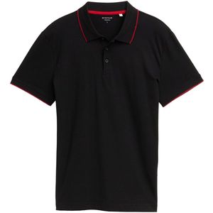 TOM TAILOR - Shirt - Bloedrood / Zwart - Kwartmouw - Polokraag