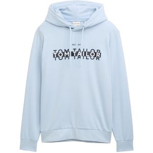 TOM TAILOR - Sweatshirt - Lichtblauw - Capuchon met Trekkoord - Lange Mouw