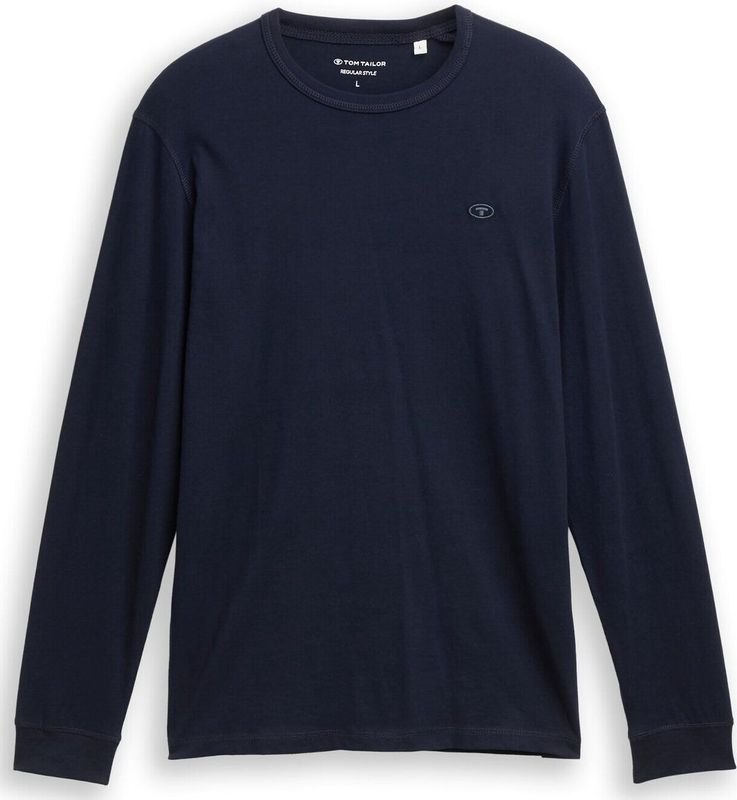 Tom Tailor - Shirt - Sky captain blue - Lange Mouwen - Met Geborduurd Logo