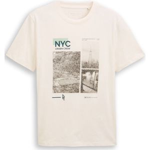 TOM TAILOR DENIM - Shirt - Donkerbeige - Normale Pasvorm - Kwartmouw