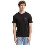 TOM TAILOR DENIM - Shirt - Zwart - Kwartmouw - Normale Pasvorm