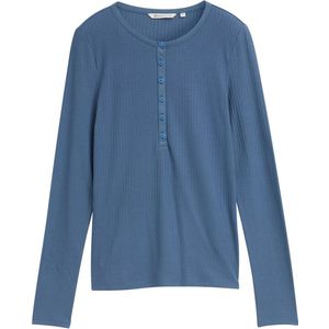 Tom Tailor Denim - Geribd Henley Shirt - Lange Mouwen