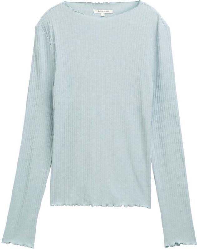 Tom Tailor - Longsleeve - Silver Cloud Blue - Met Golvende Zoom