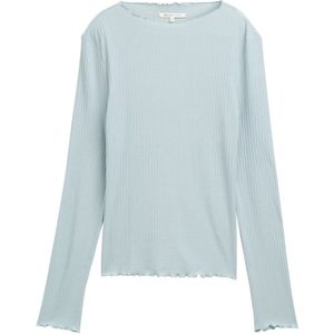 Tom Tailor - Longsleeve - Silver Cloud Blue - Met Golvende Zoom