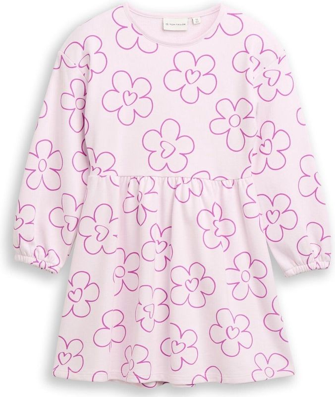 TOM TAILOR - Jurk - Lila - Sweatstof - Bloemenprint - Korte Lengte - Losse Pasvorm