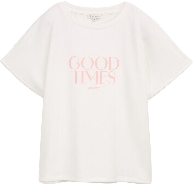 TOM TAILOR - Shirt - Rosa/Wolwit - T-shirt - Raglanmouwen