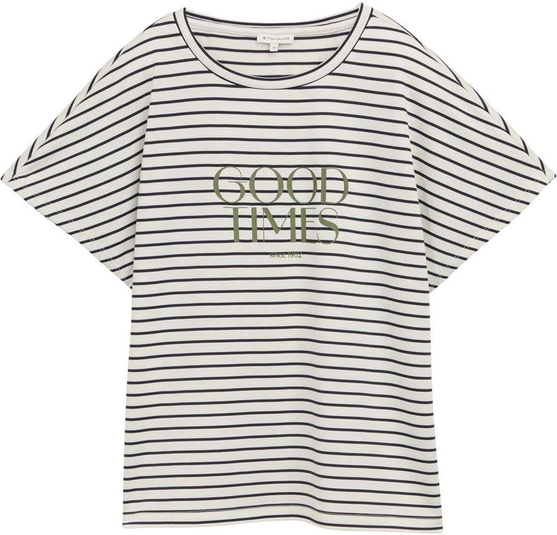 TOM TAILOR - Shirt - Navy - Gestreept - Kwartmouw