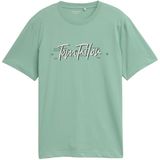 TOM TAILOR - Shirt - Lichtgroen - Kwartmouw - Ronde Hals - Tekst Print