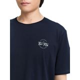 TOM TAILOR - Shirt - Marine - Ronde Hals - Kwartmouw