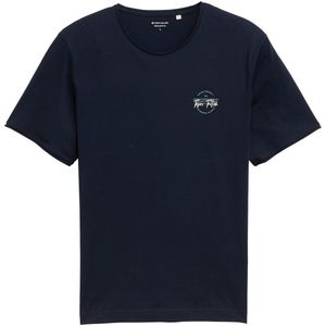 TOM TAILOR - Shirt - Marine - Ronde Hals - Kwartmouw