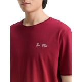 TOM TAILOR - Shirt - Mosterd - Donkerrood - Kwartmouw - Ronde Hals