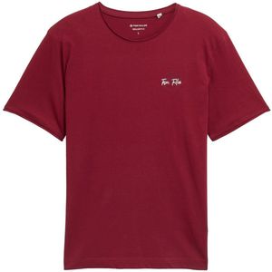 TOM TAILOR - Shirt - Mosterd - Donkerrood - Kwartmouw - Ronde Hals