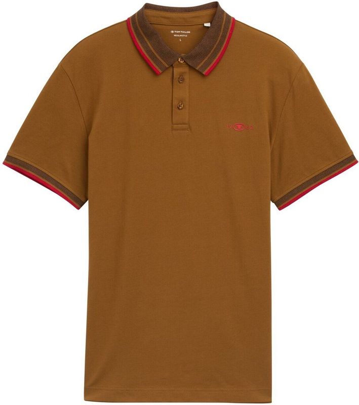 TOM TAILOR - Piqué Poloshirt - Deep Cognac - Korte Mouwen