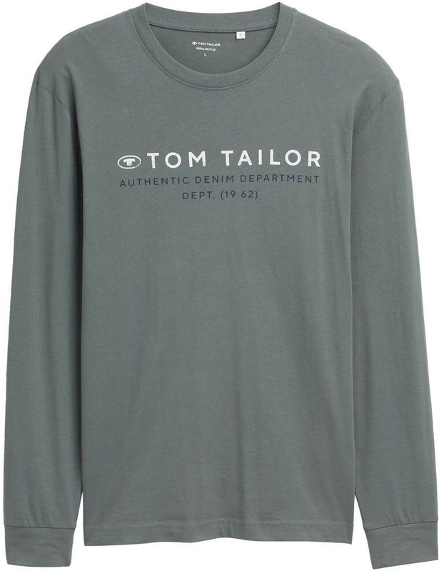 TOM TAILOR T-shirt met lange mouwen voor heren, 21951 - Washed Jasper Green, XXL